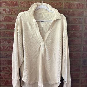 Aerie Cream Waffle Knit Sweater
